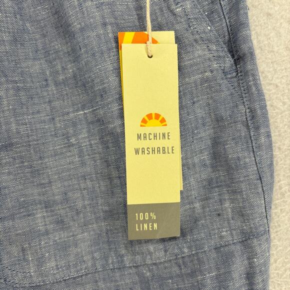 C&C CALIFORNIA Shorts S 100% Linen Chambray Elastic Waist Coastal Boho Blue NEW - Picture 9 of 16